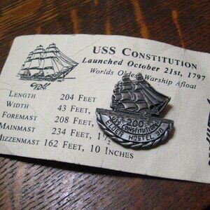 USS Constitution 1998 Anniversary Lapel Pin Card
